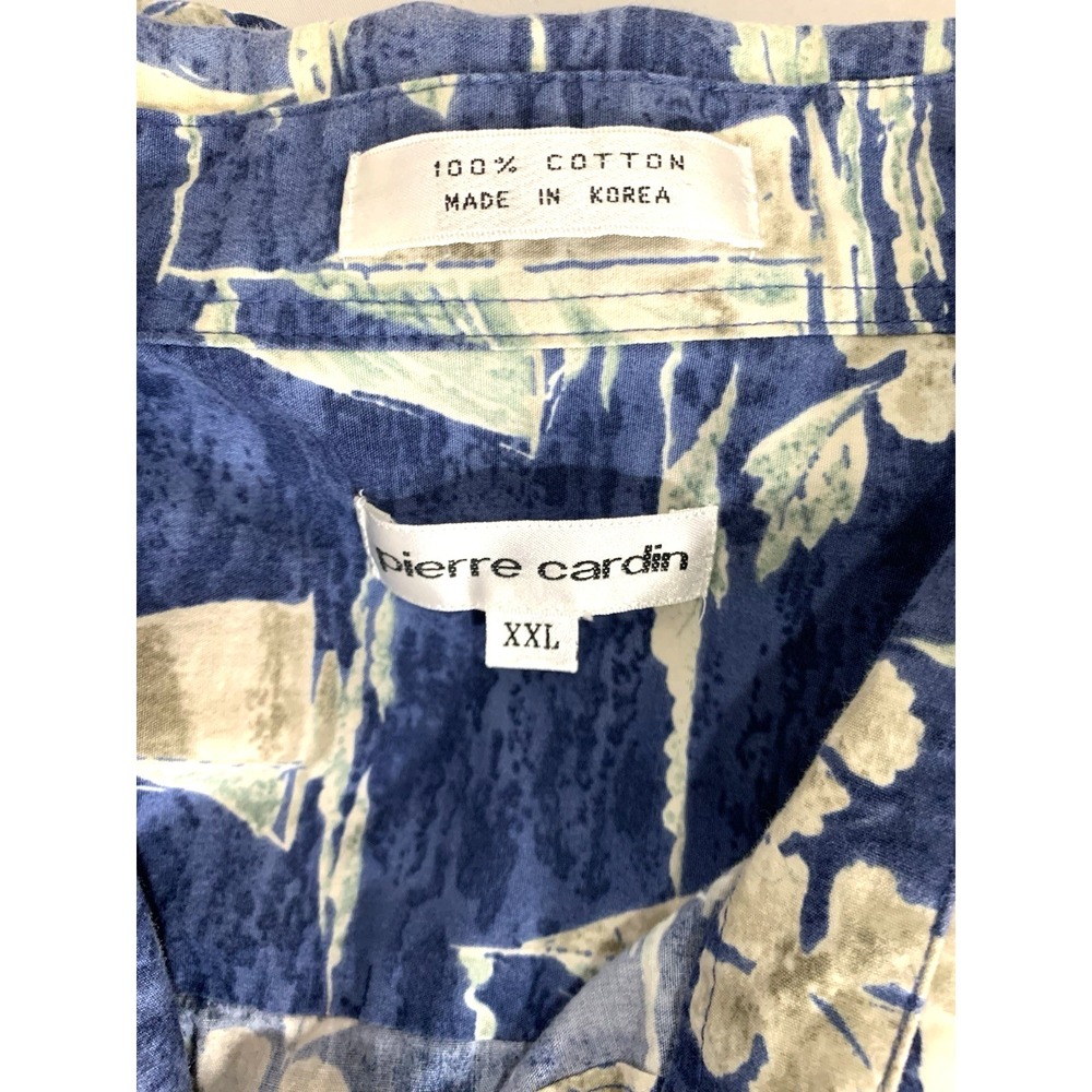 Pierre Cardin Hawaiian Shirt Mens 2XL Blue Sailboat 100% Cotton Vintage Korea - Picture 7 of 8